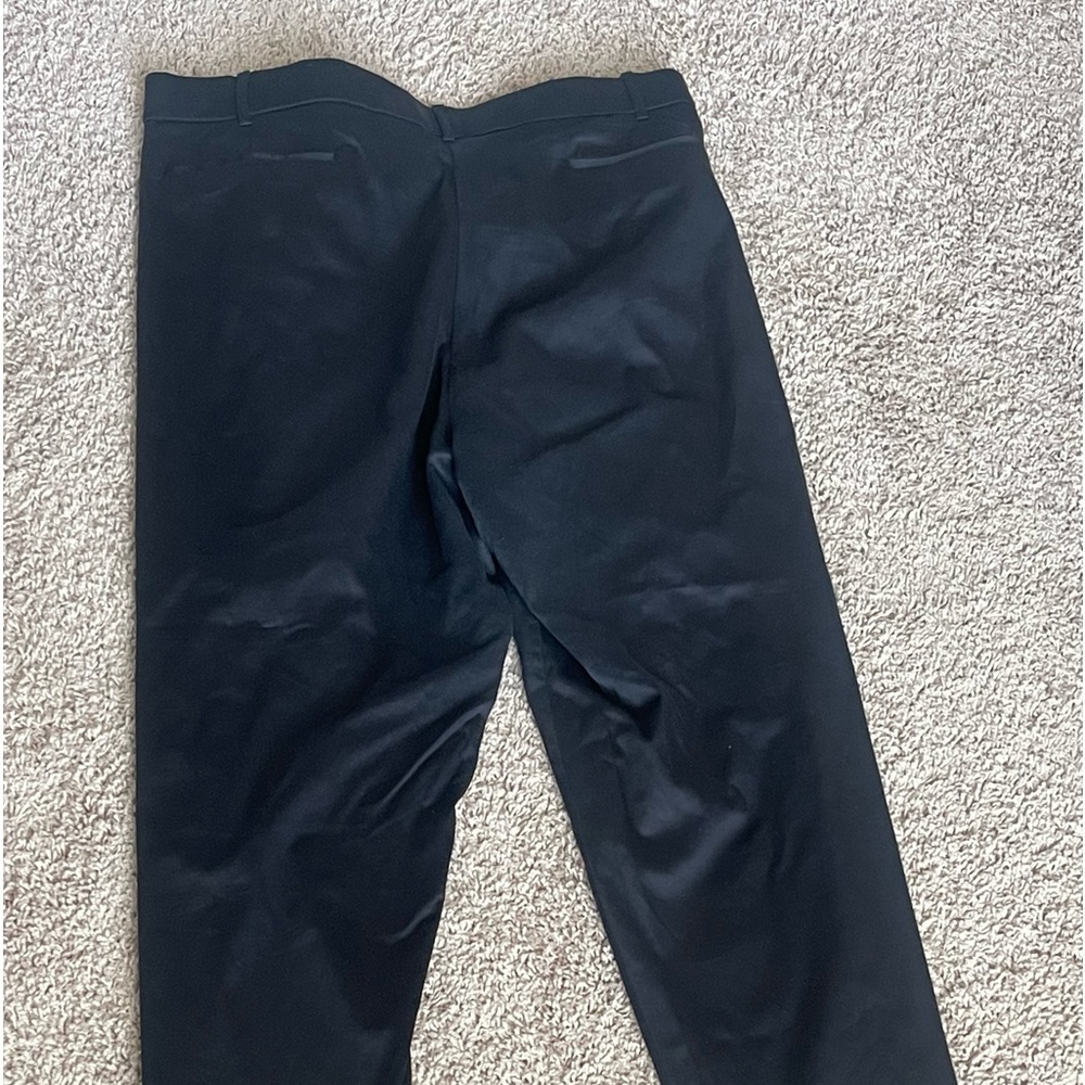 Avenue black sateen ankle pants.  Size 30.  Four pockets. Zipper fly w/button.